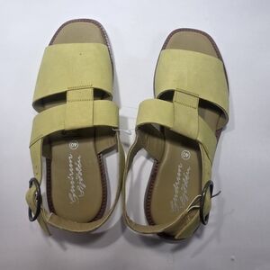 Gudrun Sjödén Women’s Leather Slingback Sandals EU 40 US 9 Yellow Green